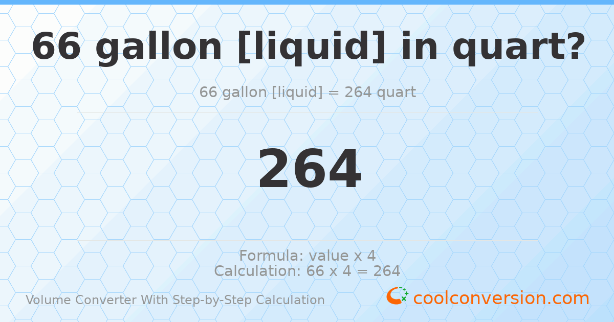 66 gallons [liquid] = 264 quarts